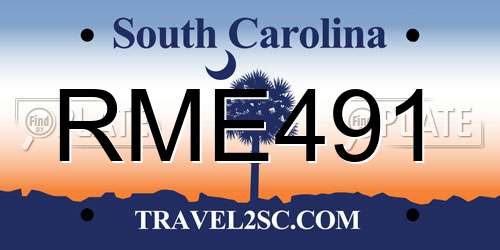 RME491 South Carolina License Plate