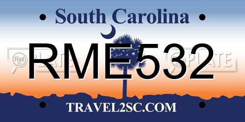 RME532 South Carolina License Plate