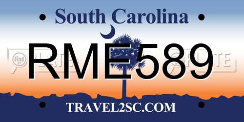 RME589 South Carolina License Plate