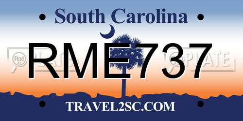 RME737 South Carolina License Plate