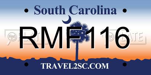 RMF116 South Carolina License Plate