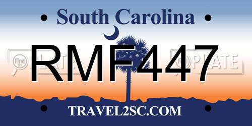 RMF447 South Carolina License Plate