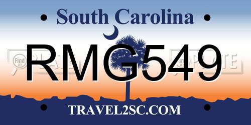 RMG549 South Carolina License Plate