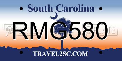 RMG580 South Carolina License Plate