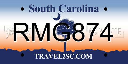 RMG874 South Carolina License Plate