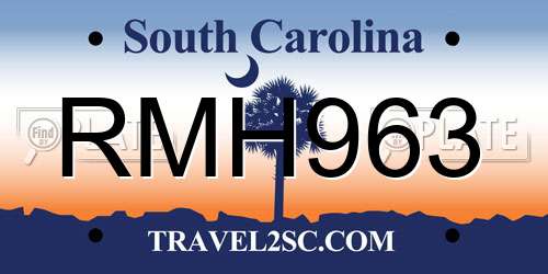 RMH963 South Carolina License Plate