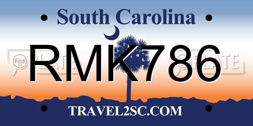 RMK786 South Carolina License Plate