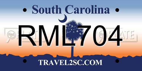 RML704 South Carolina License Plate