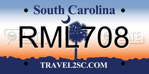 RML708 South Carolina License Plate