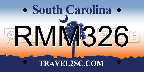 RMM326 South Carolina License Plate