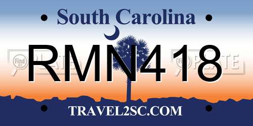 RMN418 South Carolina License Plate