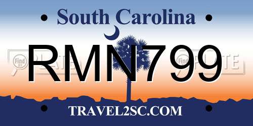 RMN799 South Carolina License Plate