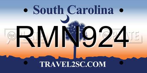 RMN924 South Carolina License Plate