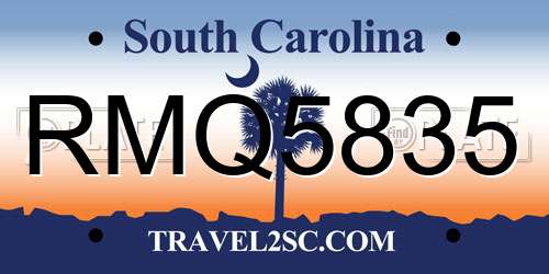 RMQ5835 South Carolina License Plate