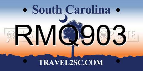 RMQ903 South Carolina License Plate