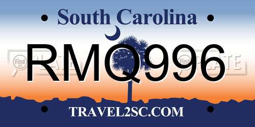 RMQ996 South Carolina License Plate