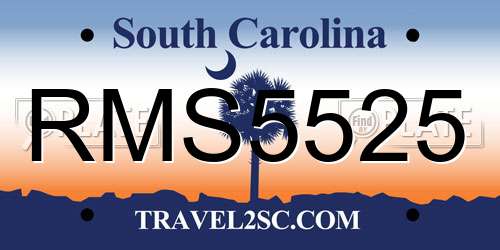 RMS5525 South Carolina License Plate