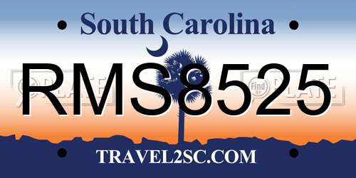 RMS8525 South Carolina License Plate