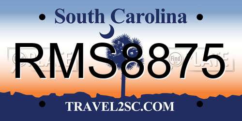 RMS8875 South Carolina License Plate