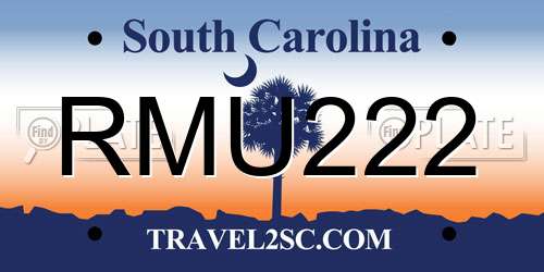 RMU222 South Carolina License Plate