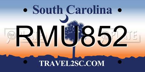 RMU852 South Carolina License Plate