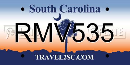 RMV535 South Carolina License Plate