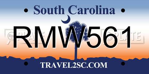 RMW561 South Carolina License Plate
