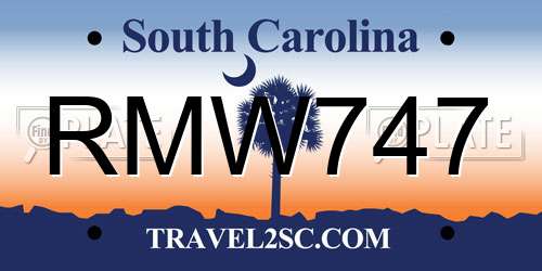 RMW747 South Carolina License Plate