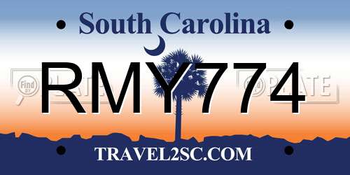 RMY774 South Carolina License Plate