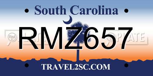 RMZ657 South Carolina License Plate