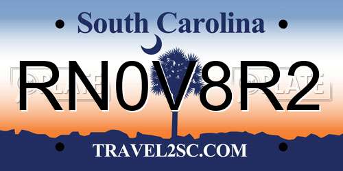 RN0V8R2 South Carolina License Plate