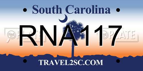 RNA117 South Carolina License Plate
