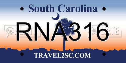 RNA316 South Carolina License Plate