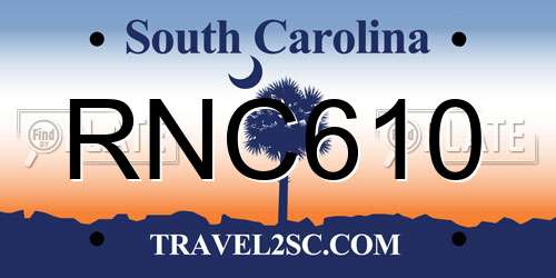 RNC610 South Carolina License Plate