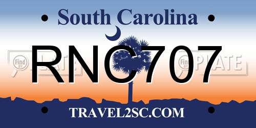 RNC707 South Carolina License Plate
