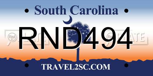 RND494 South Carolina License Plate