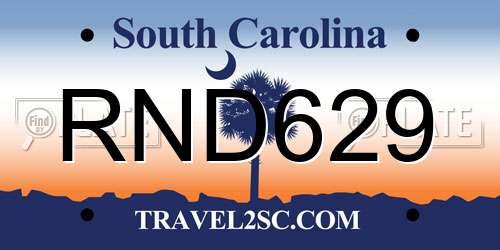 RND629 South Carolina License Plate