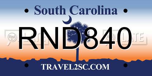 RND840 South Carolina License Plate