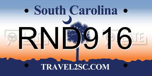 RND916 South Carolina License Plate