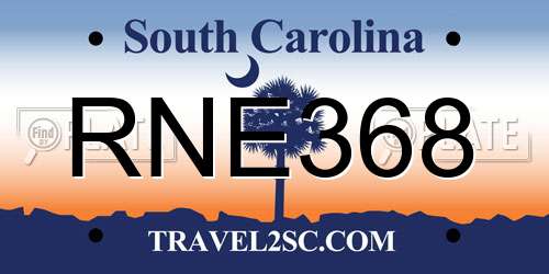 RNE368 South Carolina License Plate