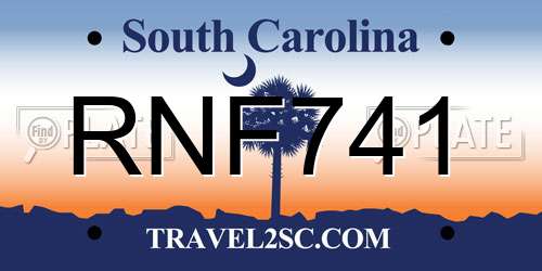 RNF741 South Carolina License Plate