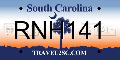 RNH141 South Carolina License Plate