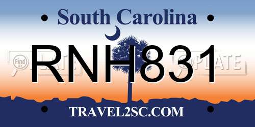 RNH831 South Carolina License Plate