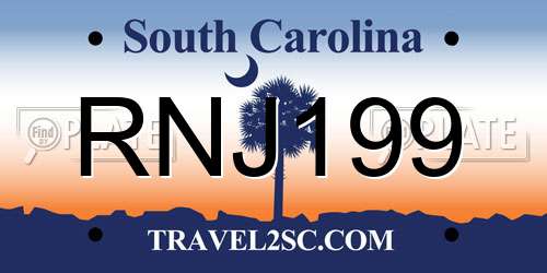 RNJ199 South Carolina License Plate