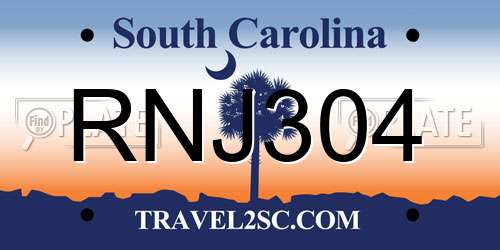 RNJ304 South Carolina License Plate