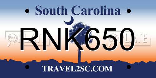 RNK650 South Carolina License Plate