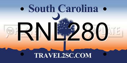 RNL280 South Carolina License Plate