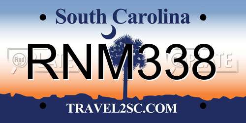 RNM338 South Carolina License Plate