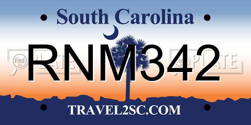 RNM342 South Carolina License Plate
