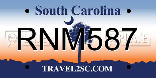 RNM587 South Carolina License Plate